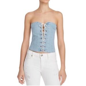 Pistola Denim Bustier Corset Tie Up Front (S) NWT